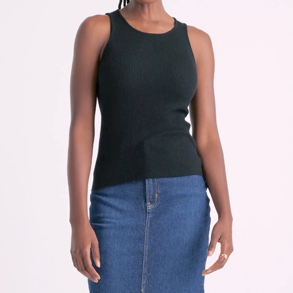 Quince Featherweight Cashmere Ribbed Tank / Deep Navy / L - Picture 1 of 12